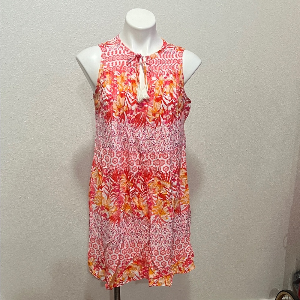 Old Navy Pink Orange Floral Dress Sz M